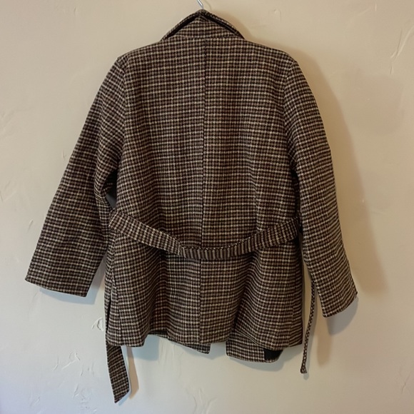 Houndstooth velvet belted coat A76 main image 0